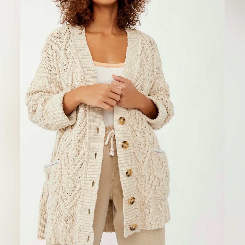 Free People Montana Cable Cardigan in Cream